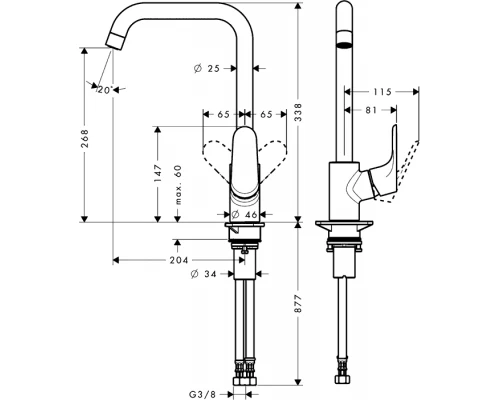 Смеситель Hansgrohe 31820000 Focus Е2 для кухни