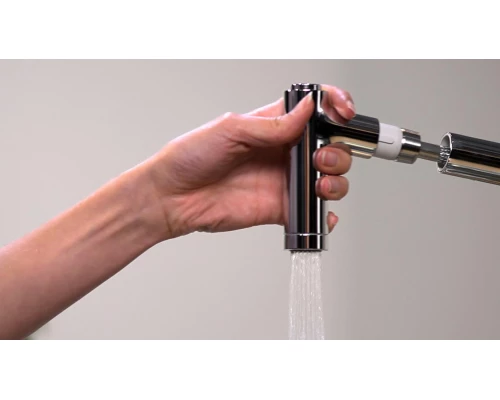 Смеситель Hansgrohe Metris 14820800, для кухни с выдвижным изливом, цвет сталь