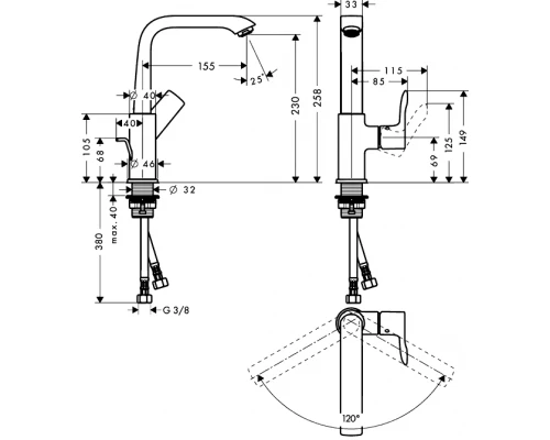 Смеситель для раковины Hansgrohe Metris 31087000 высокий, со сливным гарнитуром