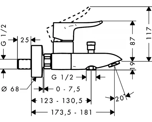 Смеситель Hansgrohe 31480000 Metris для ванны и душа