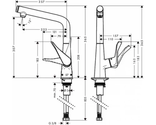 Смеситель Hansgrohe Metris Select 14883 для кухни