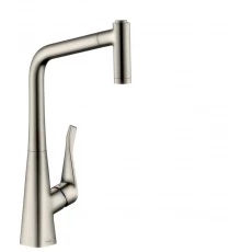 Смеситель Hansgrohe Metris 14820800, для кухни с выдвижным изливом, цвет сталь