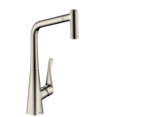 Смеситель Hansgrohe Metris 14820800, для кухни с выдвижным изливом, цвет сталь