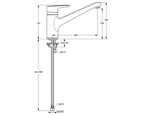 Смеситель Ideal Standard Connect Blue B9931AA для кухни