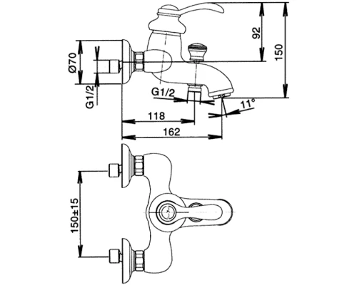 Смеситель Jacob Delafon Fairfax E71090-CP для ванны и душа