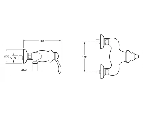 Смеситель Jacob Delafon Fairfax E71095 для душа с эксцентриками