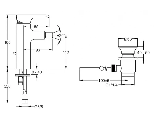 Смеситель Jacob Delafon Singulier E10865 для биде