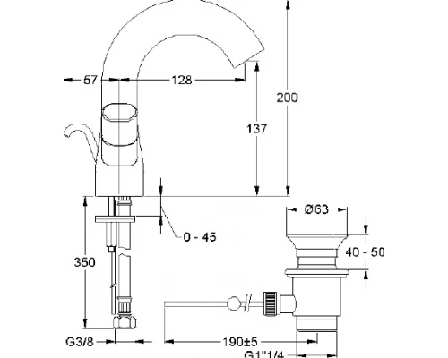 Смеситель Jacob Delafon Talan E10085 для раковины с донным клапаном