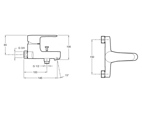Смеситель Jacob Delafon July E16031-4-CP для ванны/душа