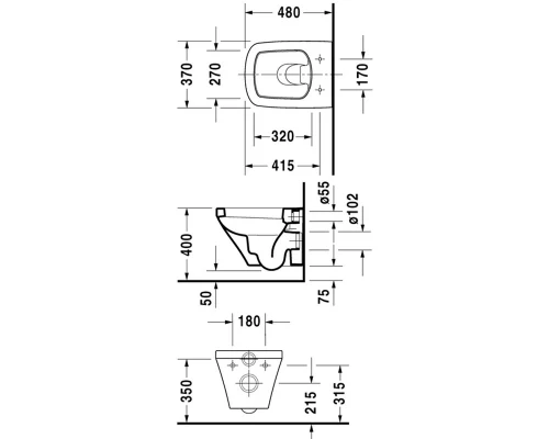 Подвесной унитаз Duravit Durastyle 2539090000 укороченный