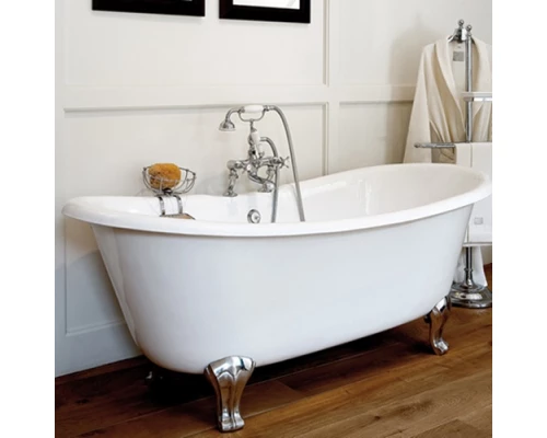 Чугунная ванна Devon&Devon Admiral 185 х 85 см, 2MRADMIRALCRDD, белый, снаружи под окраску, ножки Eagle алюминий полированный, без слива-перелива
