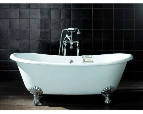 Чугунная ванна Devon&Devon Admiral 185 х 85 см, 2MRADMIRALCRDD, белый, снаружи под окраску, ножки Eagle алюминий полированный, без слива-перелива