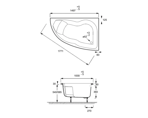 Ванна акриловая Jacob Delafon Micromega Duo 150 x 100 см, левая/правая, E60218RU-00/ E60219RU-00