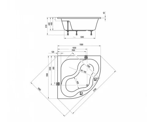 Акриловая ванна Ravak Gentiana 150 х 150 см, белая, CG01000000