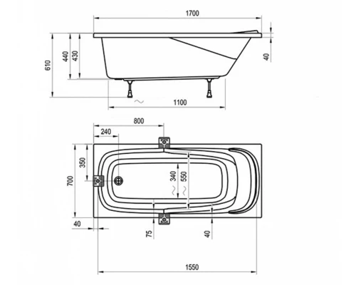 Акриловая ванна Ravak Vanda II 170 x 70 см, CP21000000