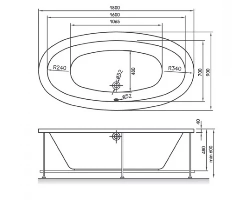 Акриловая ванна Relisan Neona 180 х 90 см