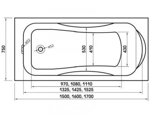Ванна акриловая Relisan Elvira 160 х 75 см