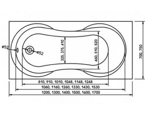 Ванна акриловая Relisan Lada 140 х 70 см
