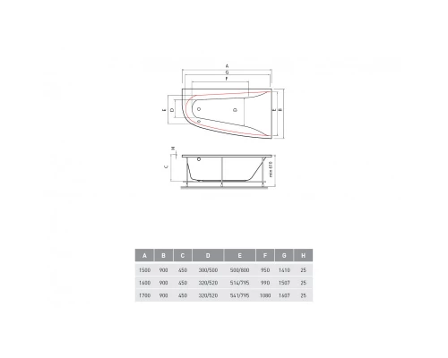 Ванна акриловая Vayer Boomerang 150.090.045.1, 150 х 90 см