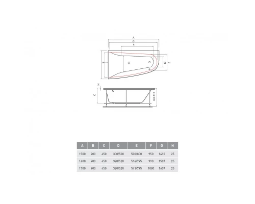 Ванна акриловая Vayer Boomerang 180.100.045.1, 180 х 100 см