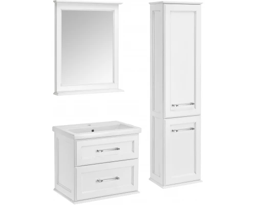 Комплект мебели для ванной ASB-Woodline Венеция 70 (Белый Патина Серебро)