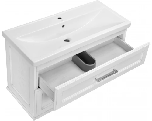 Комплект мебели для ванной ASB-Woodline Венеция 100 (Белый Патина Серебро)