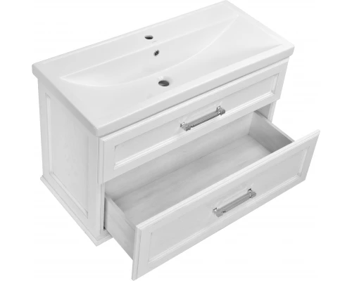 Комплект мебели для ванной ASB-Woodline Венеция 100 (Белый Патина Серебро)