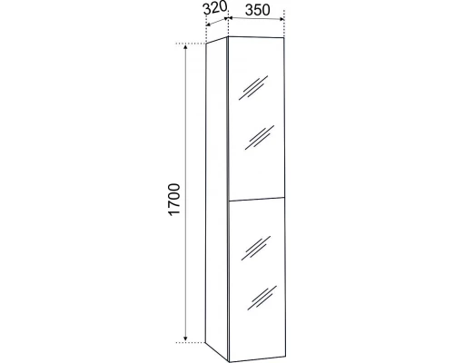Пенал Emmy зеркальный 35 подвесной Правый