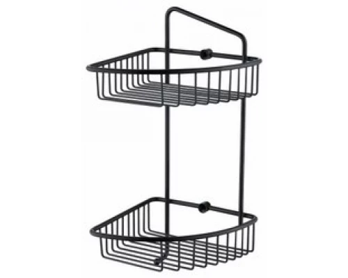 Полка настенная двойная угловая KAISER 204*204*430*60 Black/латунь KH-5072