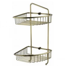 Полка настенная двойная угловая KAISER 204*204*430*60 Bronze/латунь KH-5071