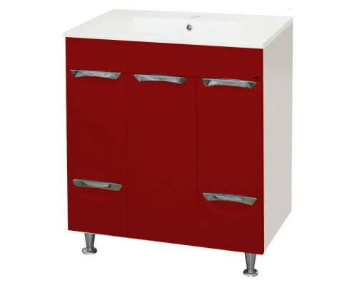 Тумба под раковину Misty Кристи -75 Тумбас 2-мя ящ. +Б/К бордовая П-Кри01075-101К2Я
