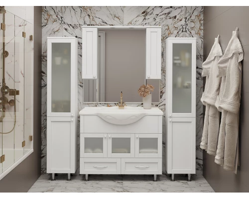 Тумба под раковину Misty Латте - 105 с 2 ящ. белая П-Лат01105-0122Я