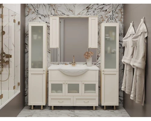 Тумба под раковину Misty Латте - 85 с 2 ящ. бежевая П-Лат01085-0322Я