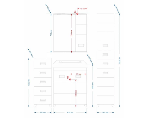 Тумба под раковину Misty Селена -60 Тумба прямая П-Сел01060-01Пр
