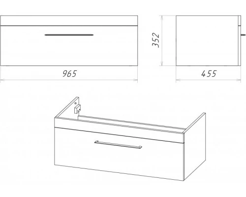 Тумба под раковину Misty Турин -100 Тумба подвесная орех глянец/белый П-Тур01100-96141ЯП