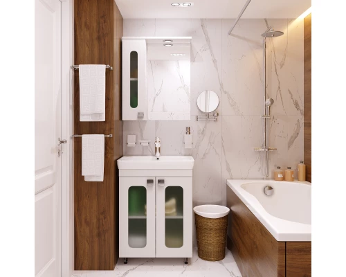 Тумба под раковину Misty Урал - 60 прямая со стеклом Э-Ура-01060-021Н