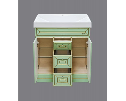 Тумба под раковину Misty Vena - 75 Тумба с 3 ящ.салатовая/ патина Л-Вен01075-0733Я