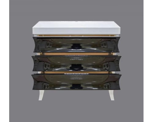 Тумба под раковину Misty Чикаго 100 с 3-мя ящиками черно-белая Л-Чик01100-2413Я