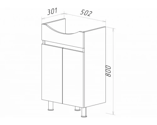 Тумба под раковину Misty Элегия - 55 Тумба напольная прямая Э-Эле01055-011Н
