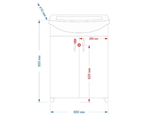 Тумба под раковину Misty Балтика - 60 Тумба прямая Э-Бал01060-011Пр