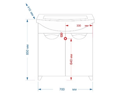 Тумба под раковину Misty Лаванда - 70 Тумба прямая белая Э-Лав01070-011Пр