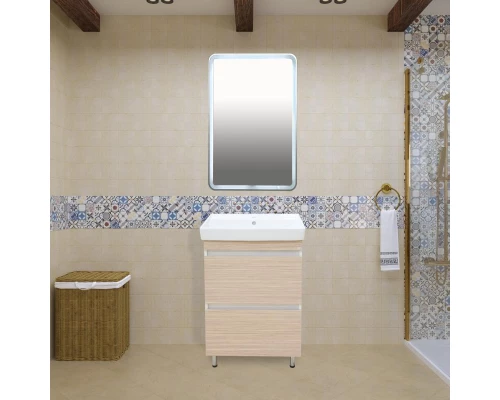 Зеркало Misty 3 Неон - Зеркало LED500х800 сенсор на корпусе (с круглыми углами) П-Нео050080-3ПРСНККУ