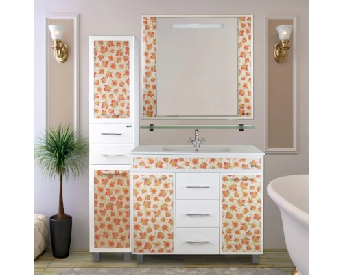 Зеркало Misty Канада - 90 Зеркало бел. с полочкой (кленовый лист) Л-Кан03090-315