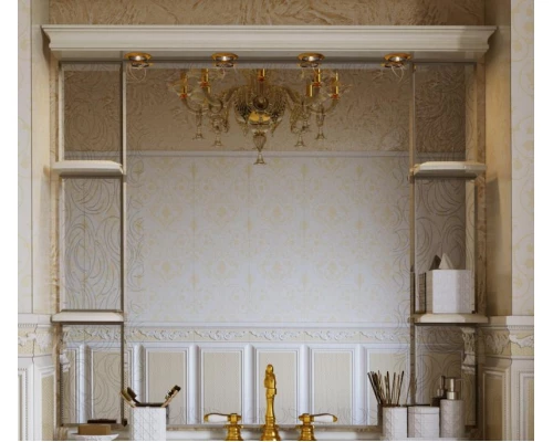 Зеркало Misty Мелиса 130 бежевое патина/глянец Л-Мел03130-033