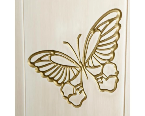 Зеркальный шкаф Misty Бабочка -120 Зеркало-шкаф (свет) бежевое патина Л-Баб04120-033Св