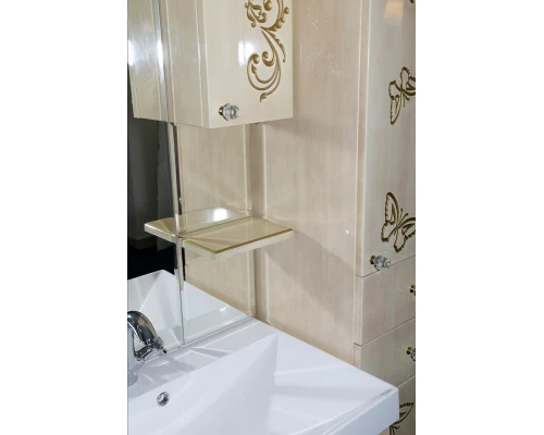 Зеркальный шкаф Misty Бабочка - 90 Зеркало-шкаф прав.(свет) бежевое патина Л-Баб04090-033СвП