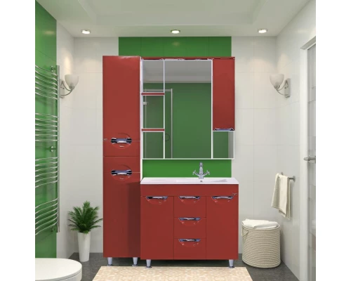 Зеркальный шкаф Misty Кристи 90 L бордовое П-Кри02090-101СвЛ