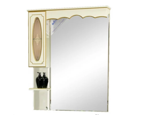 Зеркальный шкаф Misty Монако - 90 Зеркало - шкаф лев. бежевая патина/стекло Л-Мнк02090-033Л