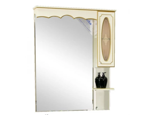 Зеркальный шкаф Misty Монако - 90 Зеркало - шкаф прав. бежевая патина/стекло Л-Мнк02090-033П