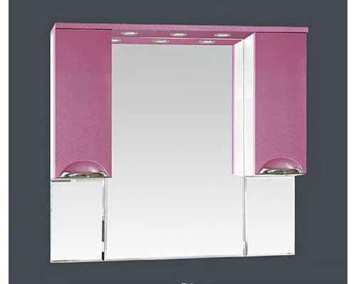 Зеркальный шкаф Misty Жасмин -105 Зеркало - шкаф(свет) розовая плёнка П-Жас02105-122Св